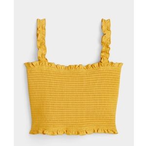 SIMON’s smocked ruffled Lined tube top, mustard coloured. Sz XS